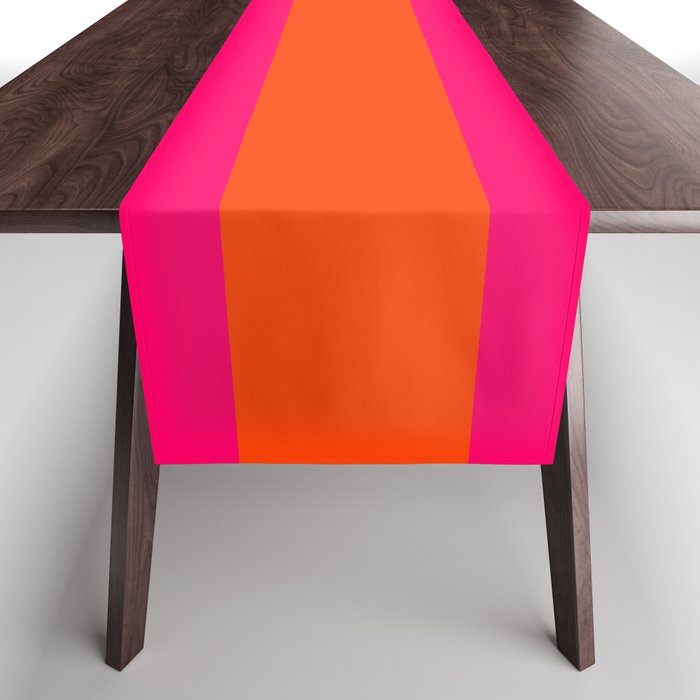 Bright Neon Pink and Orange Horizontal Cabana Tent Stripes Table Runner Gallery Image 1