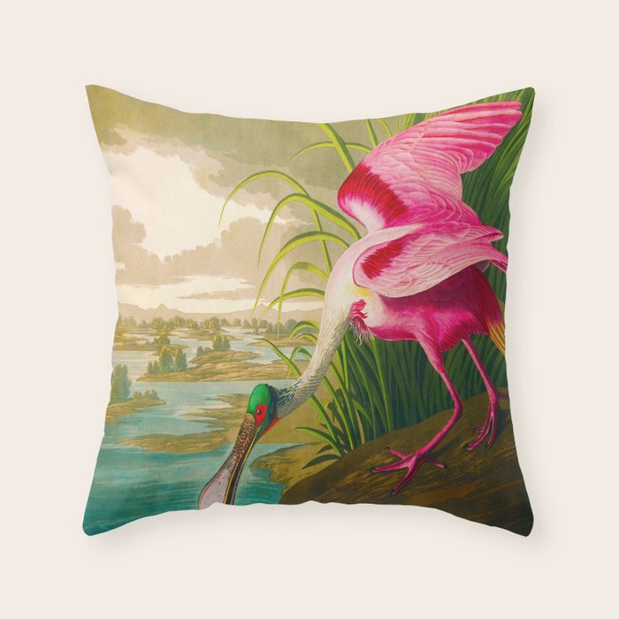 Roseate Spoonbill Bird pink Throw Pillow Gallery Image 1