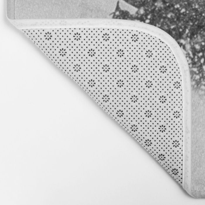 Ski Powder // Black and White Snowy Colorado Backcountry Skiing Whiteout Snowing Bath Mat Gallery Image 2