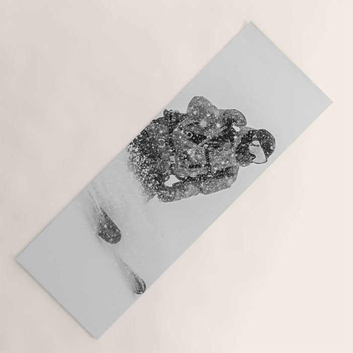 Ski Powder // Black and White Snowy Colorado Backcountry Skiing Whiteout Snowing Yoga Mat Gallery Image 1