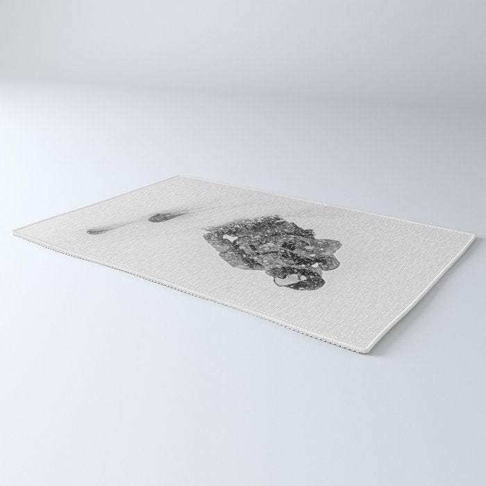 Ski Powder // Black and White Snowy Colorado Backcountry Skiing Whiteout Snowing Rug Gallery Image 3
