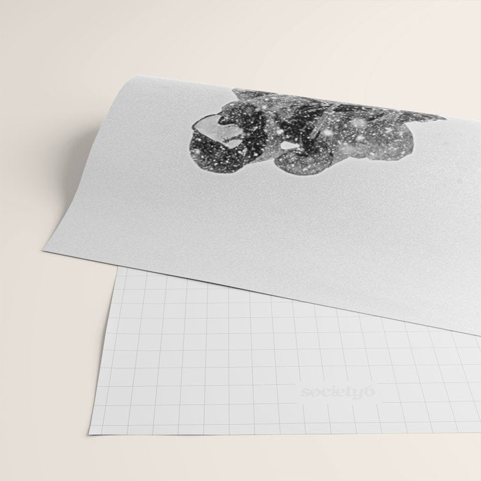 Ski Powder // Black and White Snowy Colorado Backcountry Skiing Whiteout Snowing Wrapping Paper Gallery Image 2