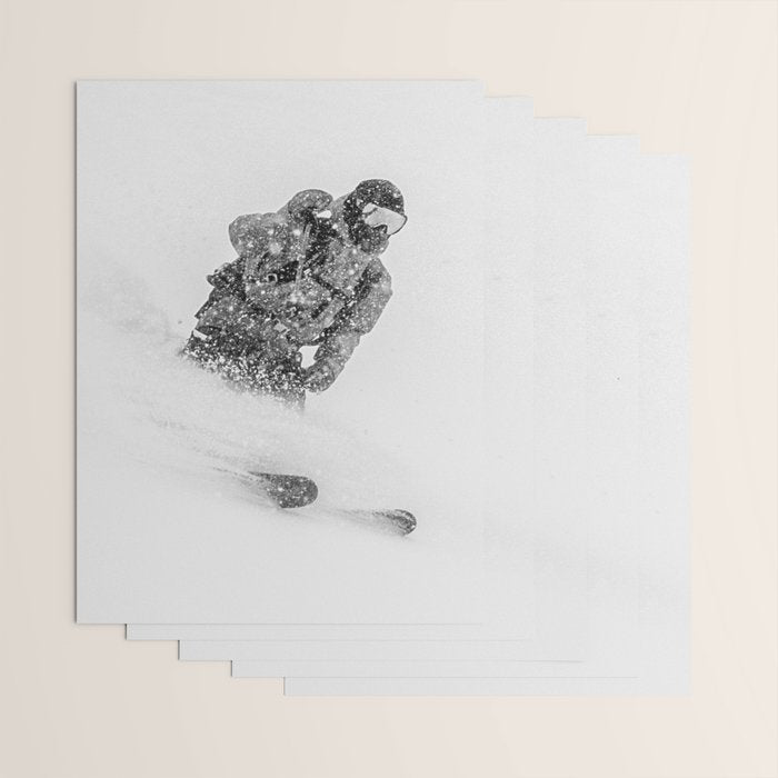 Ski Powder // Black and White Snowy Colorado Backcountry Skiing Whiteout Snowing Wrapping Paper Gallery Image 3