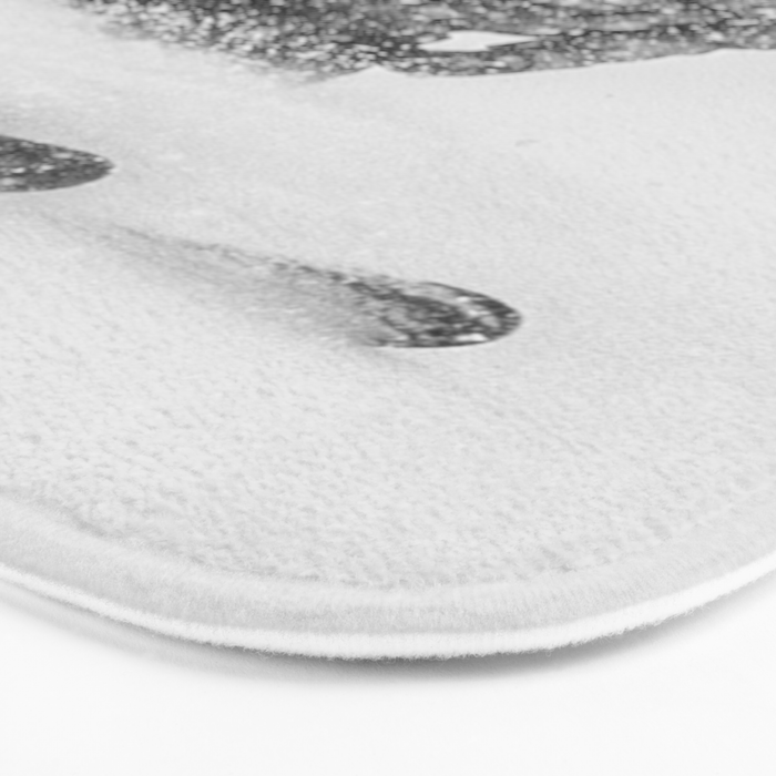 Ski Powder // Black and White Snowy Colorado Backcountry Skiing Whiteout Snowing Bath Mat Gallery Image 3