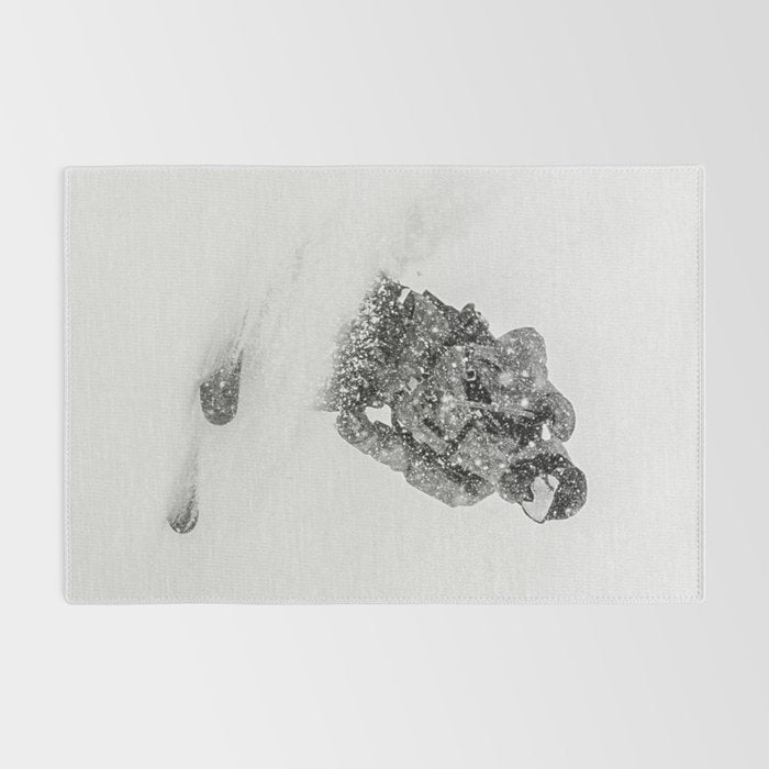 Ski Powder // Black and White Snowy Colorado Backcountry Skiing Whiteout Snowing Rug Gallery Image 2
