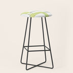 Mid-Century Modern Rectangle Design Blue Green and Gray Stool Gallery Image 1