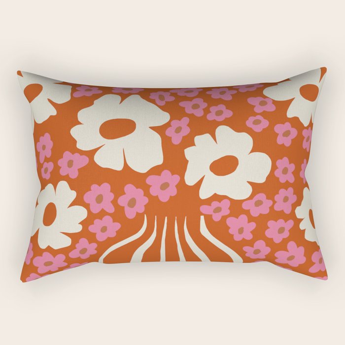flower-pot in orange and pink Rectangular Pillow Gallery Image 1