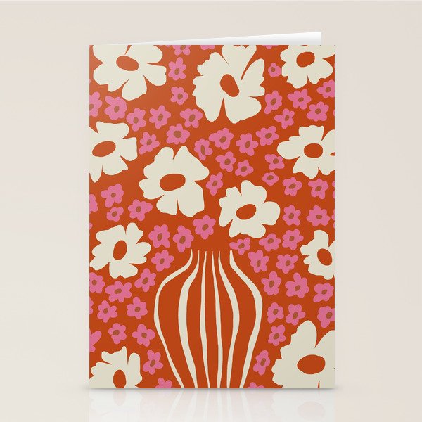 flower-pot in orange and pink Stationery Card Gallery Image 1
