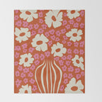flower-pot in orange and pink Throw Blanket Gallery Image 2