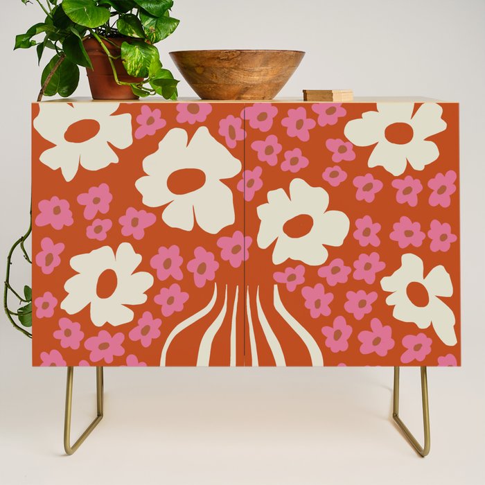 flower-pot in orange and pink Credenza Gallery Image 1