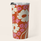 flower-pot in orange and pink Travel Mug Gallery Image 3