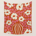 flower-pot in orange and pink Wall Tapestry Gallery Image 4