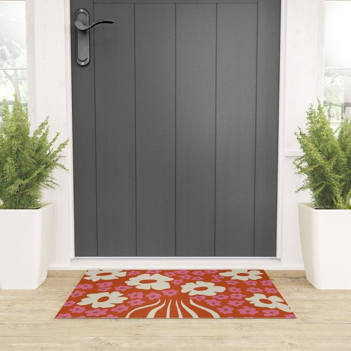 flower-pot in orange and pink Welcome Mat Gallery Image 3