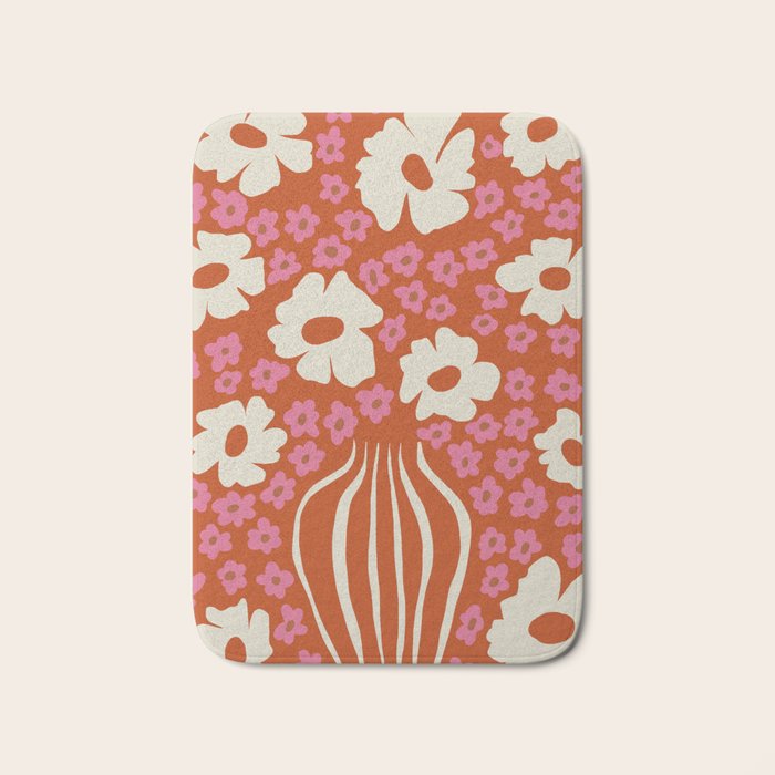 flower-pot in orange and pink Bath Mat Gallery Image 1