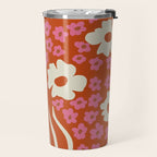 flower-pot in orange and pink Travel Mug Gallery Image 2
