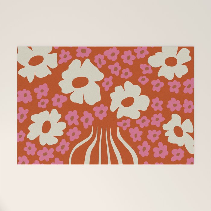 flower-pot in orange and pink Welcome Mat Gallery Image 1