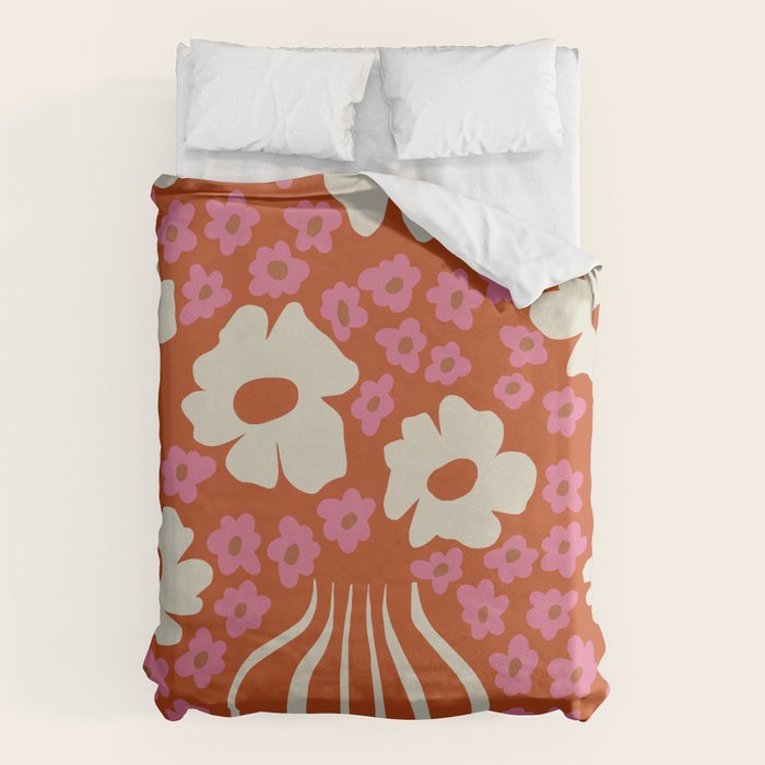 flower-pot in orange and pink Duvet Cover Gallery Image 6