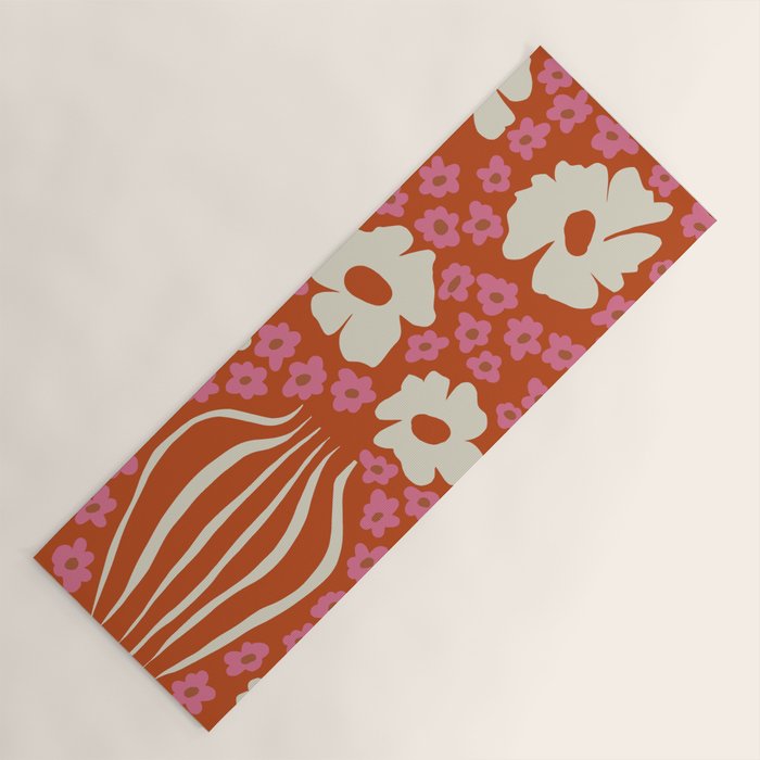 flower-pot in orange and pink Yoga Mat Gallery Image 1