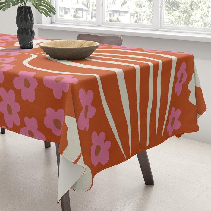 flower-pot in orange and pink Tablecloth Gallery Image 3
