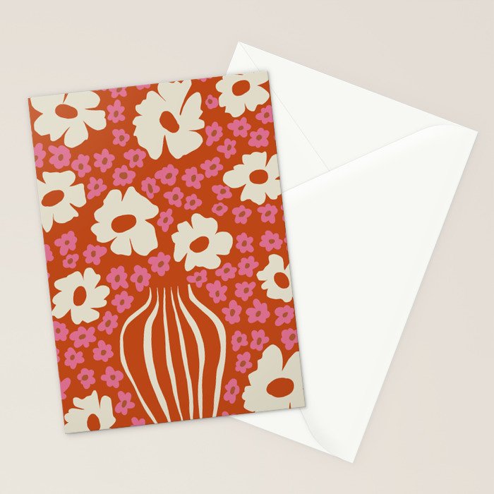flower-pot in orange and pink Stationery Card Gallery Image 2