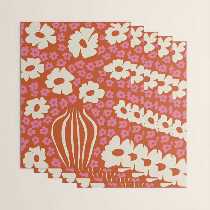 flower-pot in orange and pink Wrapping Paper Gallery Image 3