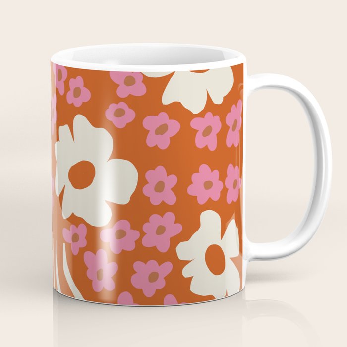 flower-pot in orange and pink Coffee Mug Gallery Image 1