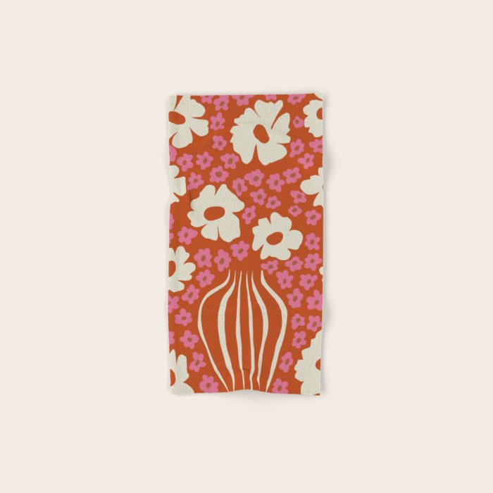 flower-pot in orange and pink Bath Towel Gallery Image 1