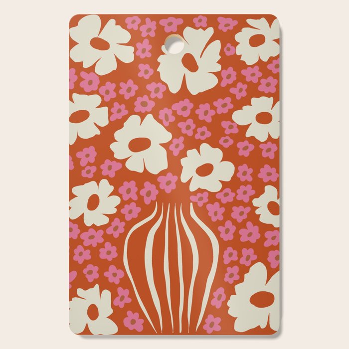flower-pot in orange and pink Cutting Board Gallery Image 1