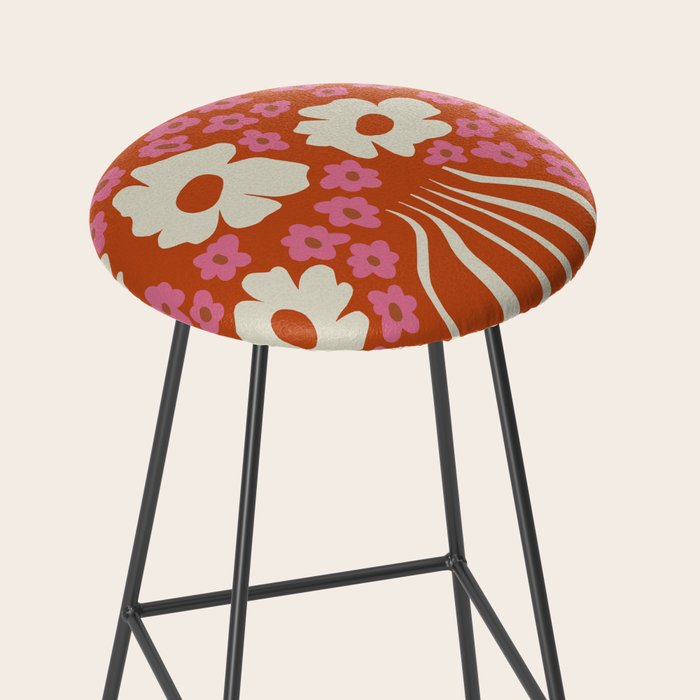 flower-pot in orange and pink Stool Gallery Image 2