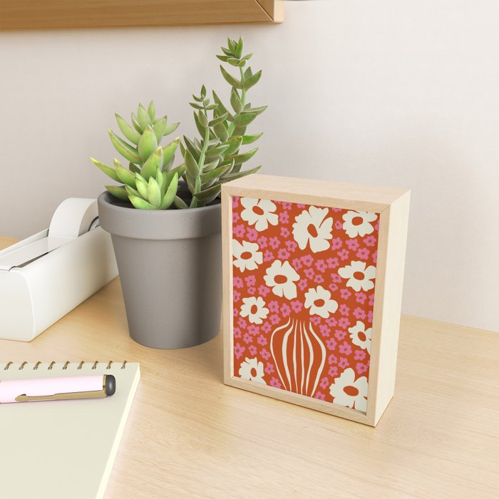 flower-pot in orange and pink Mini Art Print Gallery Image 2