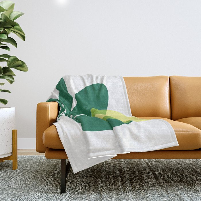 Yellow Sun Green Leaves Minimalism Throw Blanket Gallery Image 1