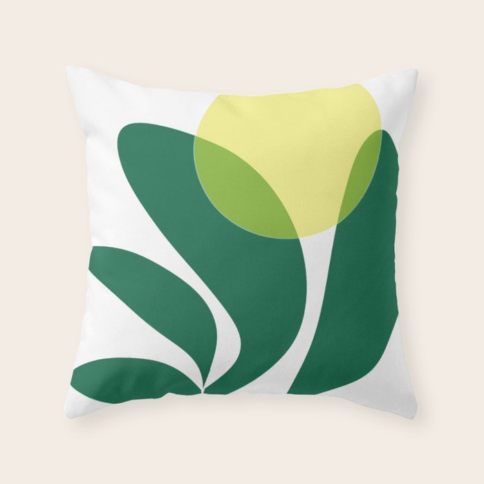 Yellow Sun Green Leaves Minimalism Throw Pillow Gallery Image 6