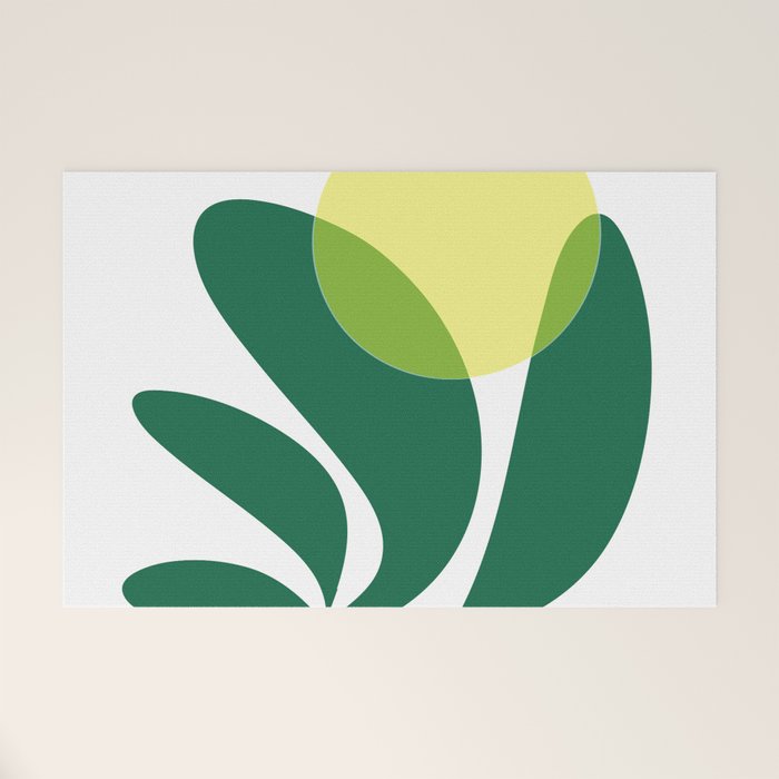 Yellow Sun Green Leaves Minimalism Welcome Mat Gallery Image 1