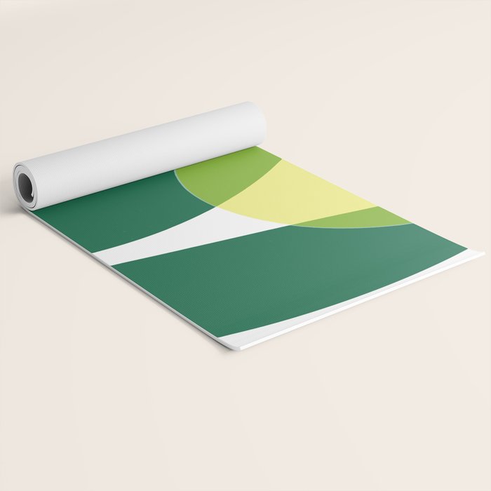 Yellow Sun Green Leaves Minimalism Yoga Mat Gallery Image 2