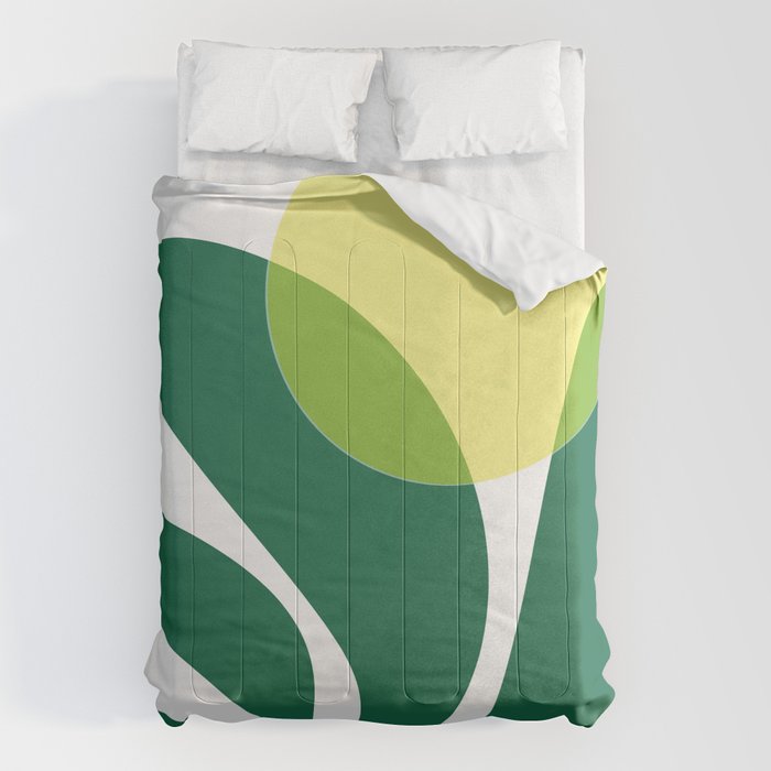 Yellow Sun Green Leaves Minimalism Comforter Gallery Image 1