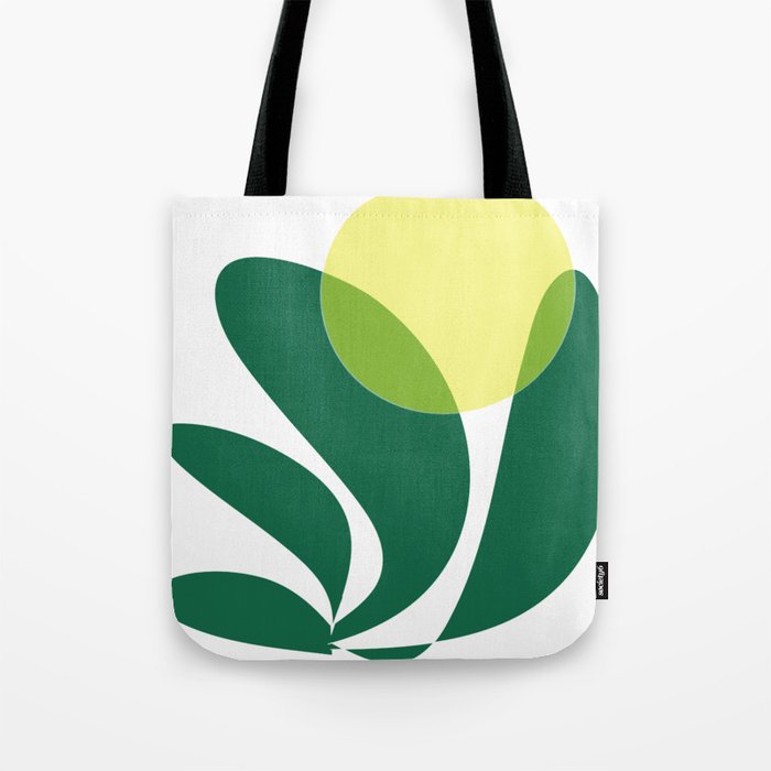 Yellow Sun Green Leaves Minimalism Tote Bag Gallery Image 1