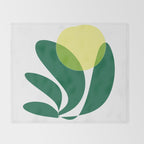 Yellow Sun Green Leaves Minimalism Throw Blanket Gallery Image 2