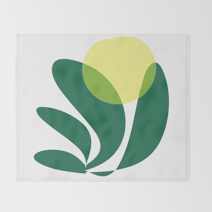 Yellow Sun Green Leaves Minimalism Throw Blanket Gallery Image 2
