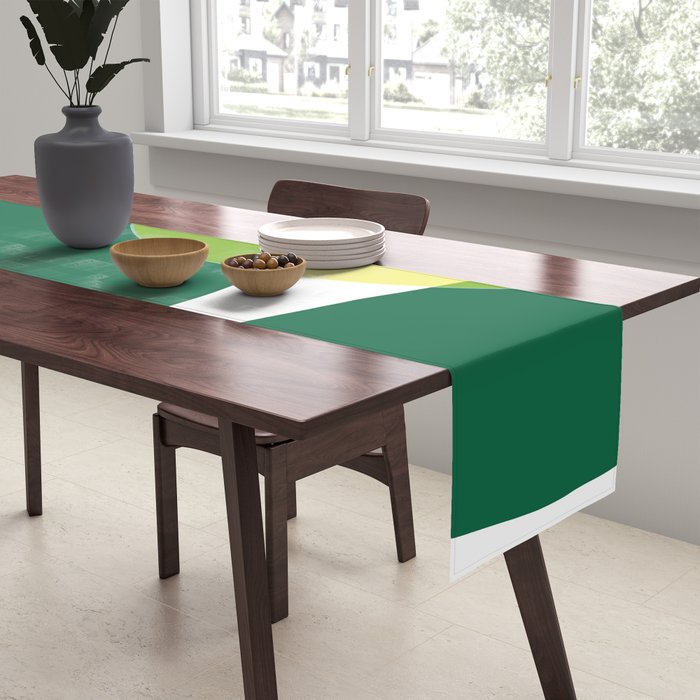 Yellow Sun Green Leaves Minimalism Table Runner Gallery Image 2