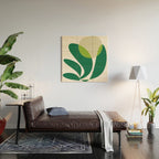 Yellow Sun Green Leaves Minimalism Wood Wall Art Gallery Image 2