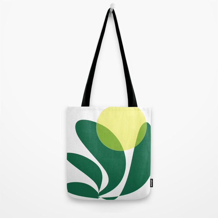 Yellow Sun Green Leaves Minimalism Tote Bag Gallery Image 2