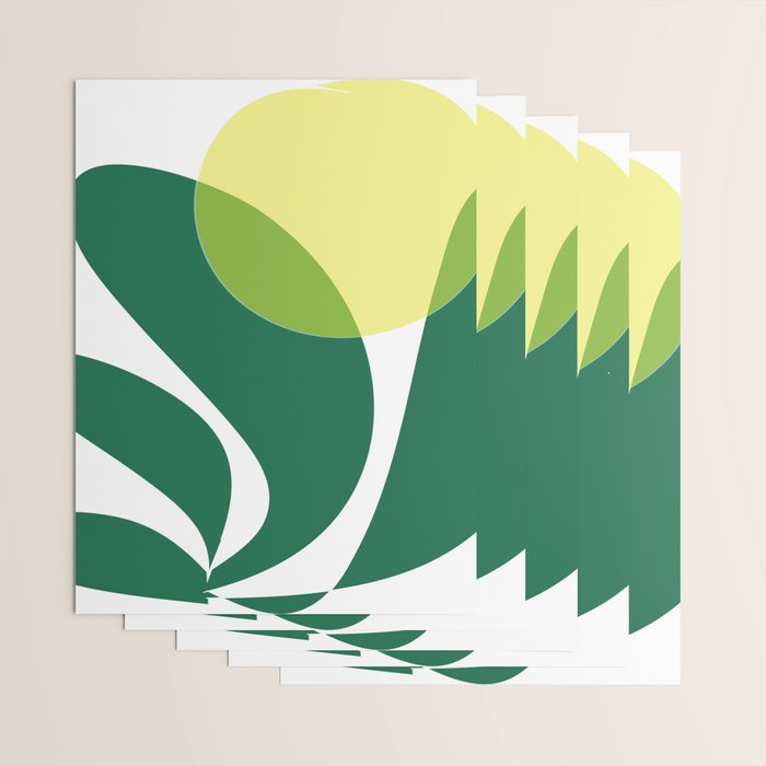 Yellow Sun Green Leaves Minimalism Wrapping Paper Gallery Image 3