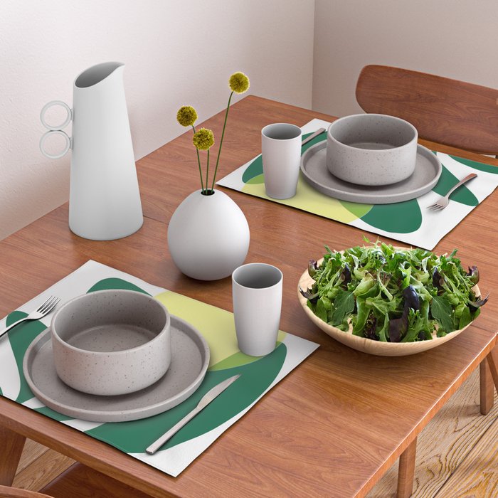 Yellow Sun Green Leaves Minimalism Placemat Gallery Image 2