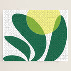 Yellow Sun Green Leaves Minimalism Jigsaw Puzzle Gallery Image 1