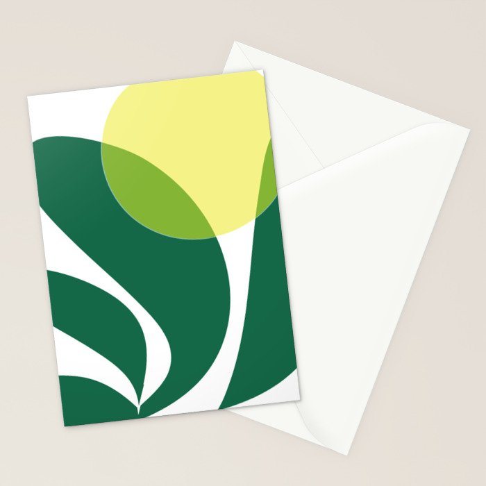 Yellow Sun Green Leaves Minimalism Stationery Card Gallery Image 2