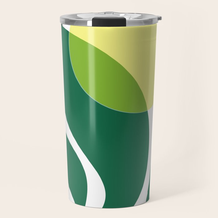 Yellow Sun Green Leaves Minimalism Travel Mug Gallery Image 1