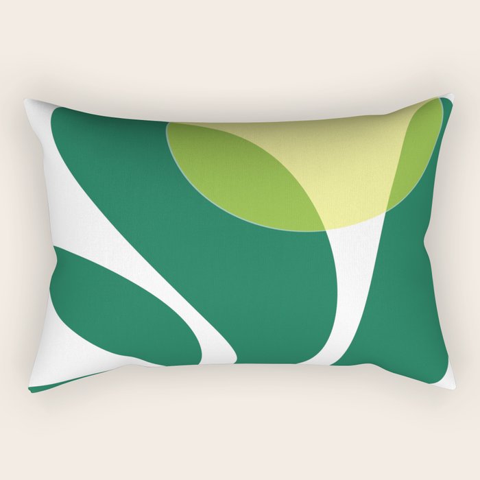 Yellow Sun Green Leaves Minimalism Rectangular Pillow Gallery Image 1