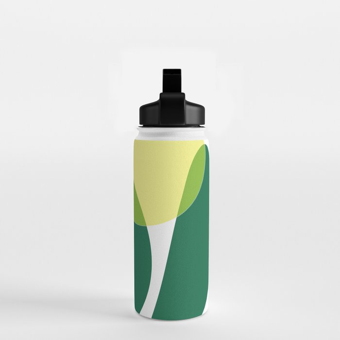 Yellow Sun Green Leaves Minimalism Water Bottle Gallery Image 2