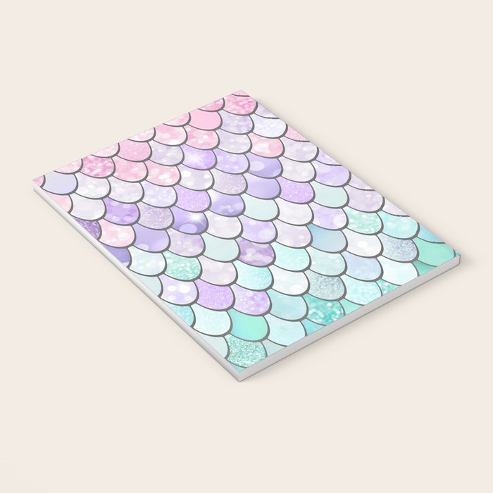 Cute Mermaid Pattern, Pink, Purple, Teal, Pastel Aesthetics Notebook Gallery Image 3