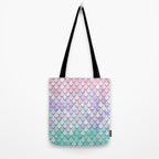 Cute Mermaid Pattern, Pink, Purple, Teal, Pastel Aesthetics Tote Bag Gallery Image 2